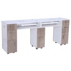 MILAN DOUBLE MANICURE TABLE W/ VENT PIPE (L/WOOD) BY MAYAKOBA
